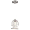 Westinghouse 6366100 One Light Mini Pendant - Brushed Nickel Finish - Clear Indented Glass