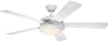 Westinghouse 7230200 Indoor Outdoor Ceiling Fan with Dimmable LED Light Fixture - 52 inch - White Finish -White ABS Blades - Frosted Glass