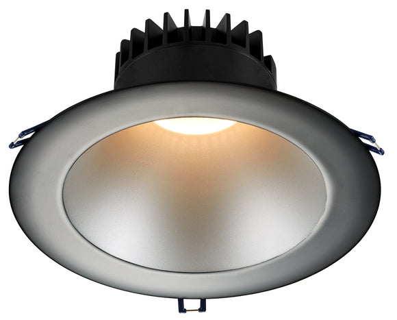 Lotus LED Lights - 8 Inch Round Deep Regressed LED 18 Watt Open Plenum - 3500 Kelvin - Silver Reflector - Black Trim