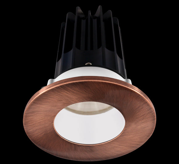 Lotus LED 2 Inch Round Recessed LED 15 Watt High Output Designer Series - 2700 Kelvin - White Reflector - Trim Copper