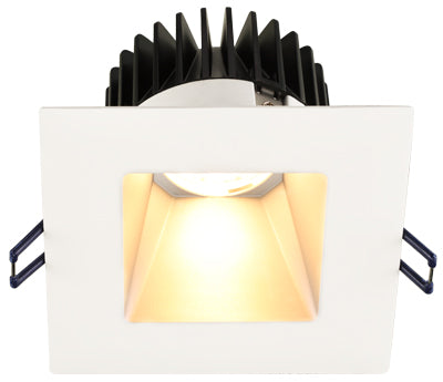 Lotus LED Lights - 4 Inch Square Deep Regressed LED Downlight -4000 Kelvin - Silver Reflector - White Trim