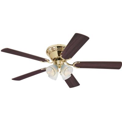 Westinghouse 7232400 Indoor Ceiling Fan with Dimmable LED Light Fixture - 52 inch - Polished Brass Finish - Reversible Blades - Clear Ribbed Glass