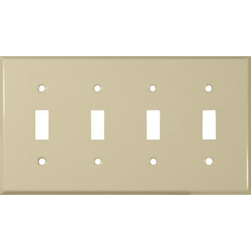 Morris Products 83043 Painted Steel Wall Plates 4 Gang Toggle Switch Ivory -Painted Steel Wall Plate for 4 Toggle Switch