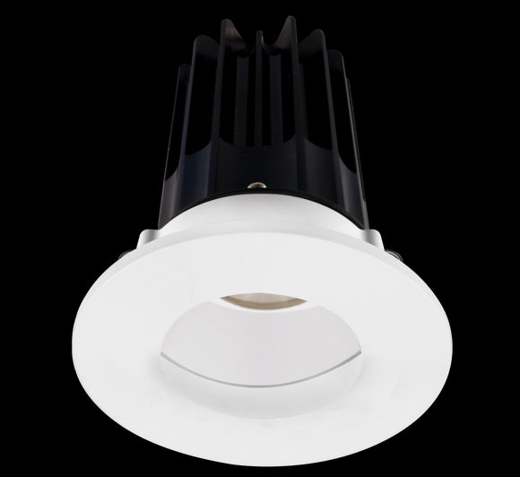 Lotus LED 2 Inch Round Recessed LED 15 Watt High Output Designer Series - 3000 Kelvin - White Reflector - Wall Wash Trim