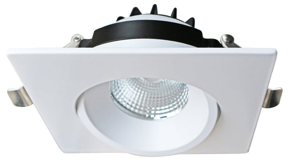 Lotus LED Lights - AD-LED-4-S12W-5CCT-WH-LREY-SQ - 4 inch Round Venus Adjustable Recessed LED Square Downlight - 12 watt -Low Glare - 5CCT Selectable - White Finish