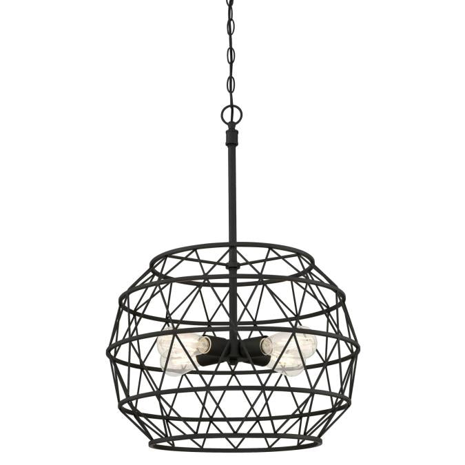 Westinghouse 6367900 Four Light Chandelier - Matte Black Finish