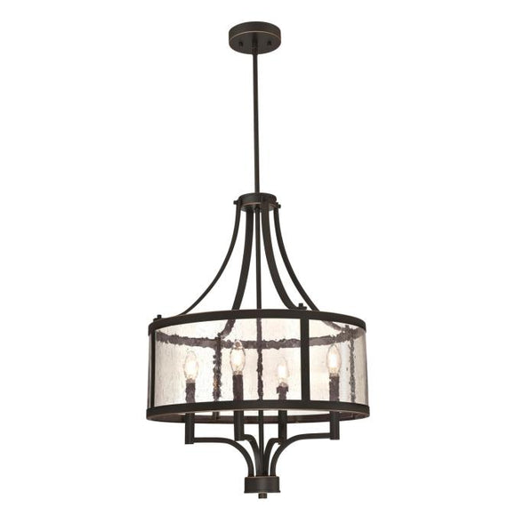 Westinghouse 6368400 Four Light Chandelier - Oil Rubbed Bronze Finish with Highlights - Clear Seeded Glass