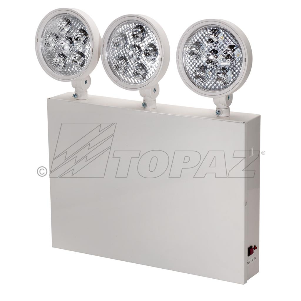 Topaz 75112 - 3-HEAD LED EMERGENCY LIGHT NYC APPROVED - 	1W LED HEADS 120/277VAC WALL MOUNT