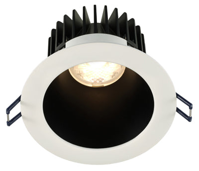 Lotus LED Lights 4 Inch Round Deep Regressed LED High Output 18 Watt Open Plenum - 3000 Kelvin - Black Reflector White Trim