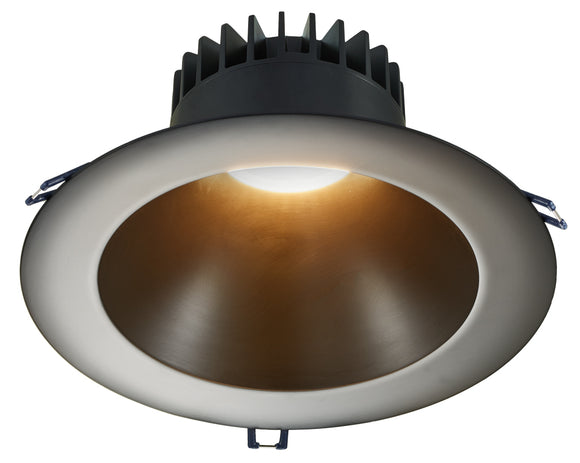Lotus LED Lights 8 Inch Round Deep Regressed LED 18 Watt Open Plenum - 3000 Kelvin - Black Reflector Black Trim
