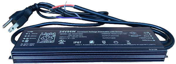 Lotus LED Lights LBL-DC24V96W-PLUG 24V 96W Class 2 Driver with Plug 12 ...
