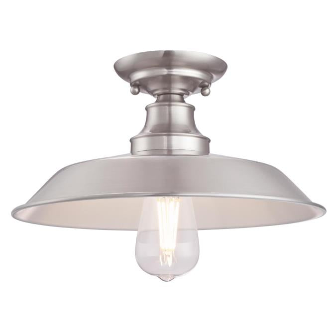 Westinghouse 6370200 12 inch One Light Semi-Flush Mount Ceiling Fixture - Brushed Nickel Finish