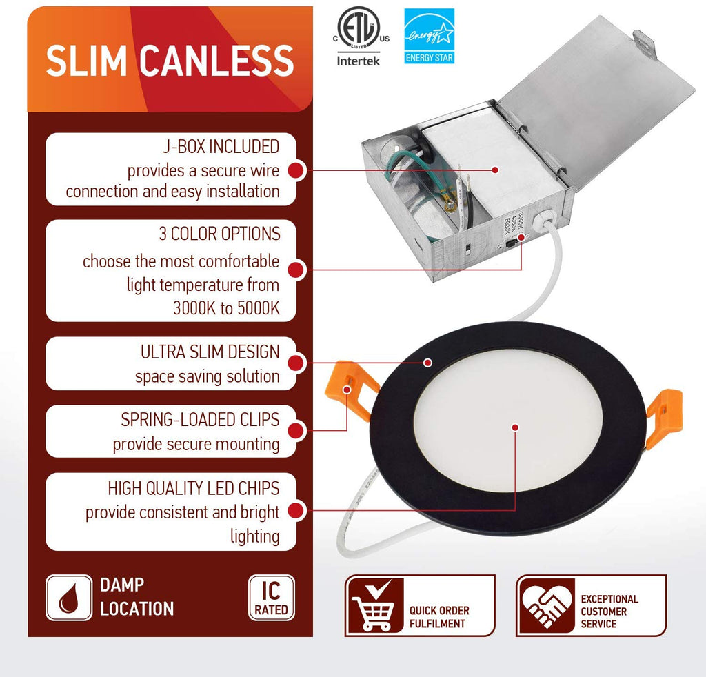 Ostwin OW-LMPJBR-4D9CC-BK - 4 Inch LED Downlight