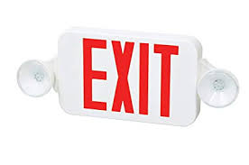 eLegolight Emergency Exit Light/Sign Combo - White Finish - Red Letter - Push To Test Switch - LED Charge Indicator - Universal Mount - 90 Minute Emergency Operation