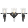 Westinghouse 6574700 Three Light Wall Fixture - Oil Rubbed Bronze Finish with Highlights Clear Seeded Glass