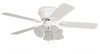 Craftmade WC42WW5C3F - 42 Inch Hugger Ceiling Fan w/Blades & 3 Lights White