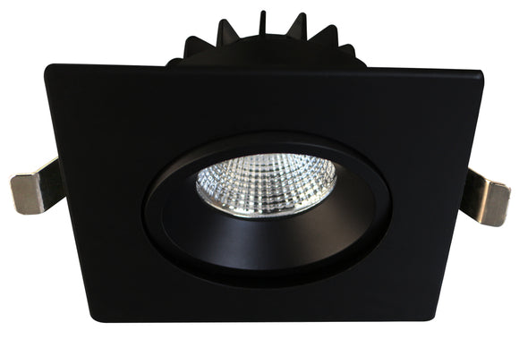 Lotus LED Lights - AD-LED-4-S12W-DTW-BK-LREY-SQ - 4 inch Round Venus Adjustable Recessed LED Square Downlight - 12 watt -Low Glare - Dim to Warm - Black Finish
