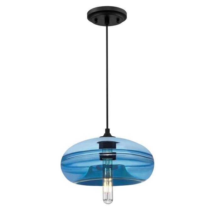 Westinghouse 6366500 One Light Pendant - Matte Black Finish - Sapphire Glass