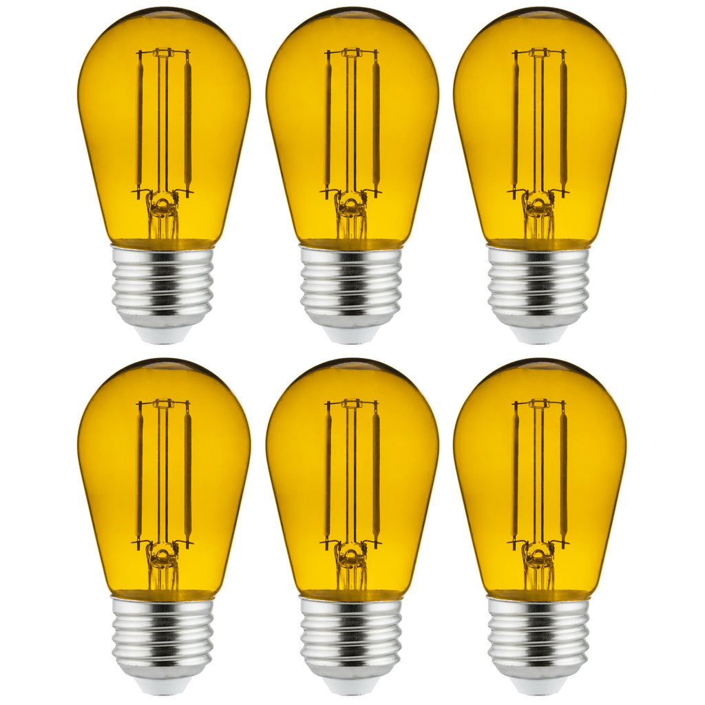 Sunlite 40978-SU - 2 Watt S14 LED Filament Transparent Sign Bulb - Yellow - Pack of 6