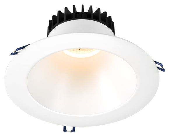 Lotus LED Lights 8 Inch Round Deep Regressed LED 18 Watt Open Plenum - 4000 Kelvin - White Reflector White Trim