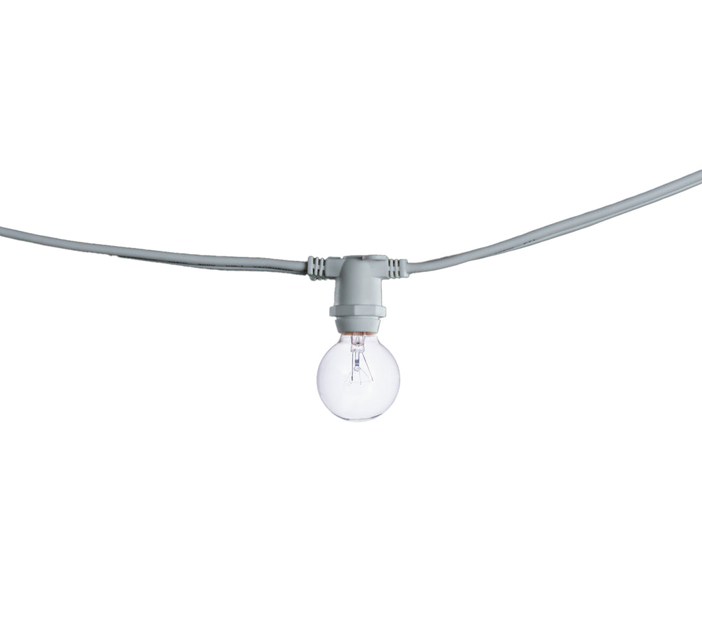 Bulbrite 810160 - 25 ft String Light Kit - 15 Sockets - E12 Base - White Wire with 10 Watt G12 White Finish Lamps - STRING15/E12/WHITE-G12KT
