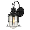 Westinghouse 6347100 One Light Wall Fixture - Textured Black Finish - Clear Seeded Glass