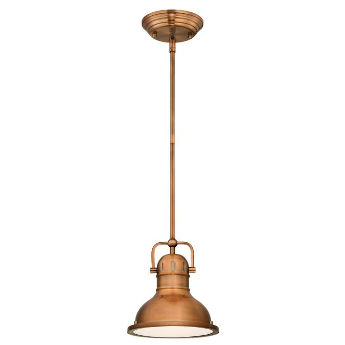 Westinghouse 63086A One Light LED Pendant - Washed Copper Finish - Prismatic Frosted Acrylic Lens