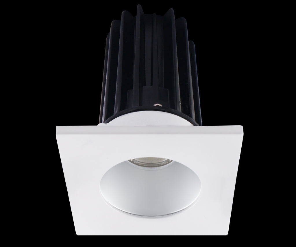 Lotus LED 2 Inch Square Recessed LED 15 Watt High Output Designer Series - 2700 Kelvin - Alzak Reflector - Trim White