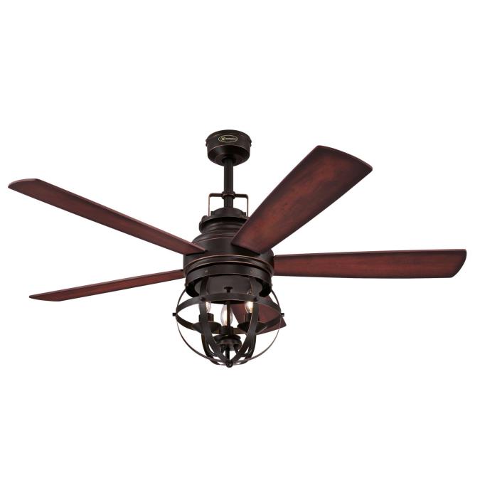 Westinghouse 7217100 Indoor Ceiling Fan - 52 inch - Oil Rubbed Bronze Finish with Highlights Reversible Blades Cage Shade