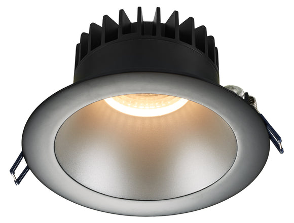Lotus LED Lights 6 Inch Round Deep Regressed LED 18 Watt Open Plenum - 3000-2000 Kelvin - Silver Reflector Black Trim