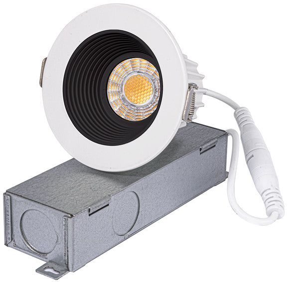 Lotus LED Lights JXL-COB02-R08W-CCT-WH-2RR-BF-BK 2 inch Round Recessed Economy LED  - 8 Watt - 3CCT - 120V - 90+ CRI - 36 degree Beam Spread -  Baffle Black Reflector