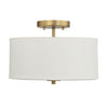 251 First 2056098 - Selby Natural Brass Two-Light Semi Flush Mount with White Fabric Shade