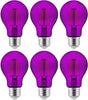 Sunlite 40945-SU - LED Filament A19 Standard 4.5-Watt (60 Watt Equivalent) Colored Transparent Dimmable Light Bulb, Purple, 6 Pack