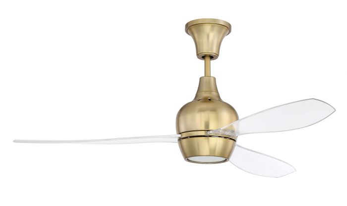 Craftmade BRD52SB3 - 52 Inch Ceiling Fan w/Blades & Light Kit Satin Brass/Clear Acrylic