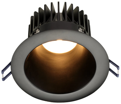 Lotus LED Lights 4 Inch Round Deep Regressed LED High Output 18 Watt Open Plenum - 2700 Kelvin - Black Reflector Black Trim