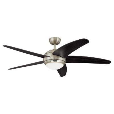 Westinghouse 7223800 Indoor Ceiling Fan with Dimmable LED Light Fixture - 52 inch - Satin Chrome Finish - Wengue Blades - Opal Frosted Glass