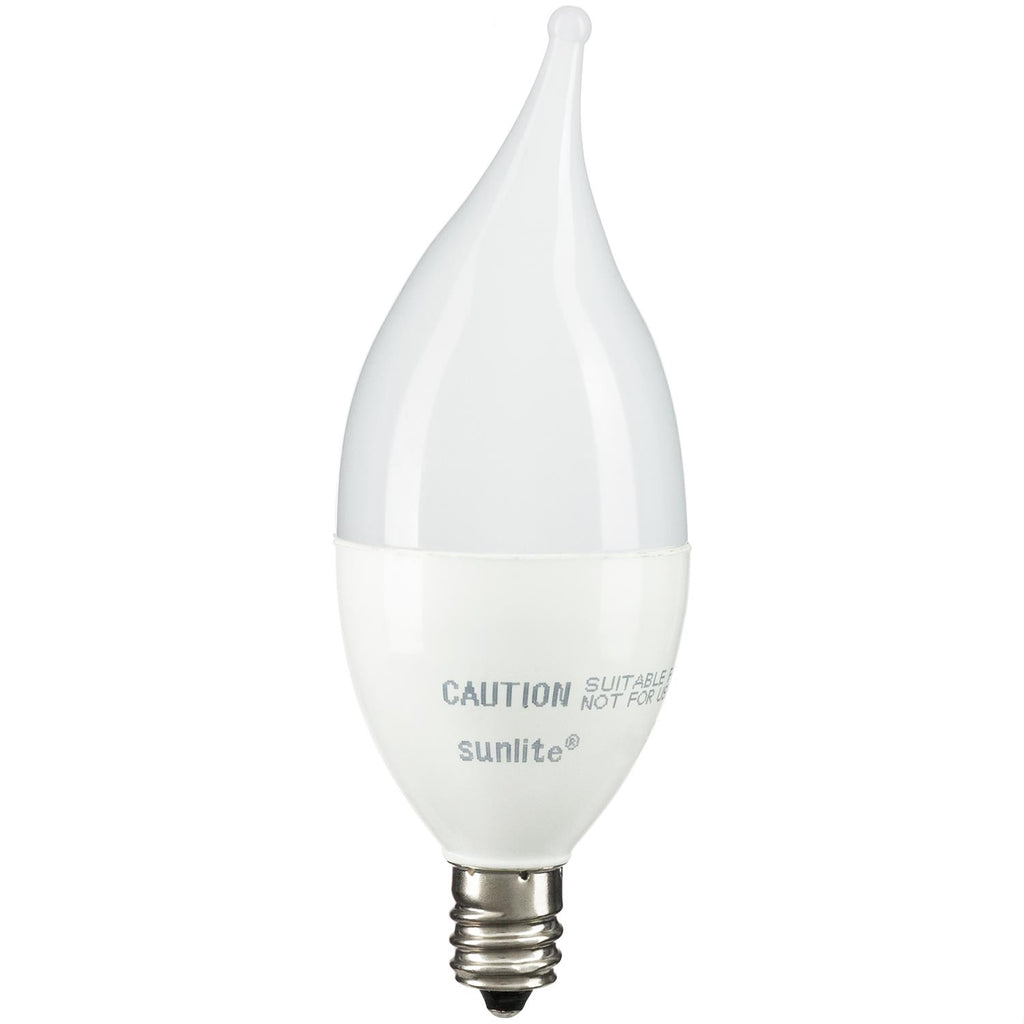 Sunlite  80773-SU - CFF/LED/4.5W/E12/FR/D/ES/27K LED CA11 Flame Tip Chandelier 4.5 Watt Light Bulb, Frosted Finish