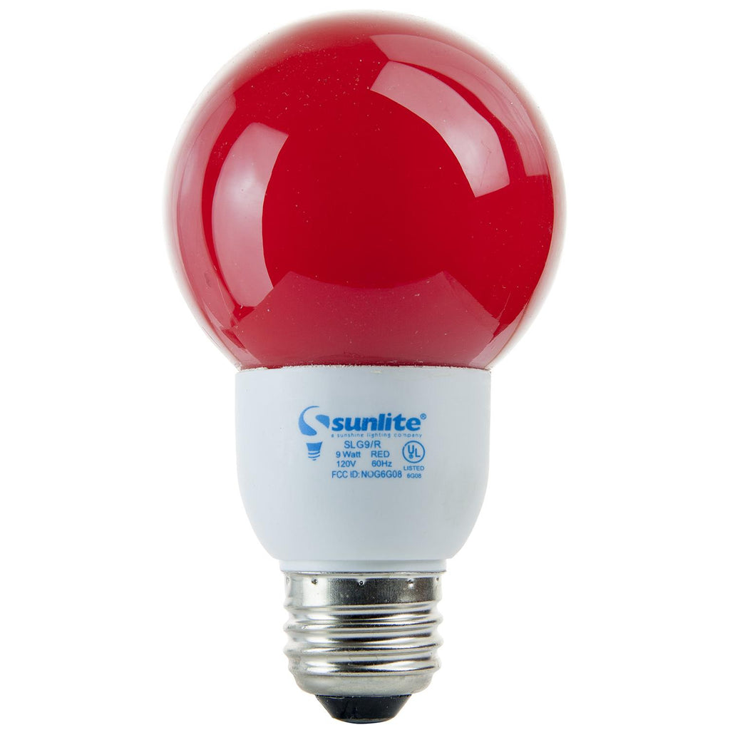 Compact Fluorescent - Colored Globe - 9 Watt -Red - Red