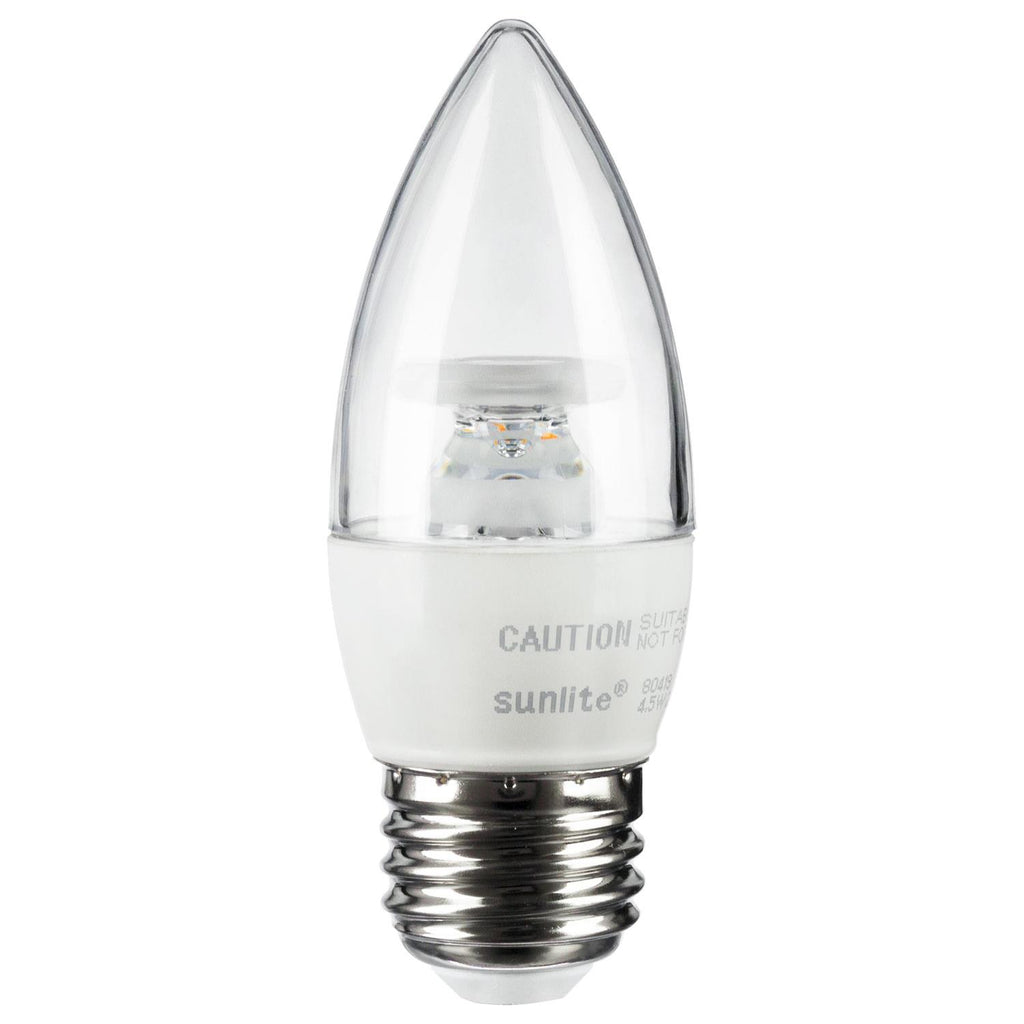 Sunlite  80780-SU - ETC/LED/4.5W/E26/CL/D/ES/27K LED B11 Torpedo Tip Chandelier 4.5 Watt Light Bulb, Clear Finish