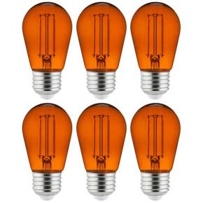 Sunlite 40975-SU - 2 Watt S14 LED Filament Transparent Orange Sign Bulb - Pack of 6