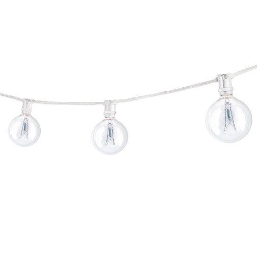 Bulbrite 810146 - 25 ft String Light Kit - 15 Sockets - E12 Base - White Wire with 15 Watt G16 White Finish Lamps - STRING15/E12/WHITE-G16KT