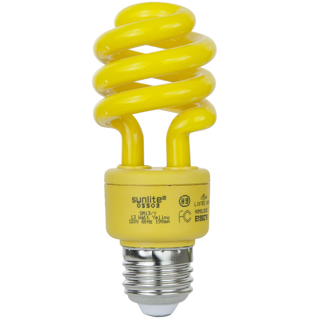 Compact Fluorescent - Colored Mini Spiral - 13 Watt -Yellow - Yellow