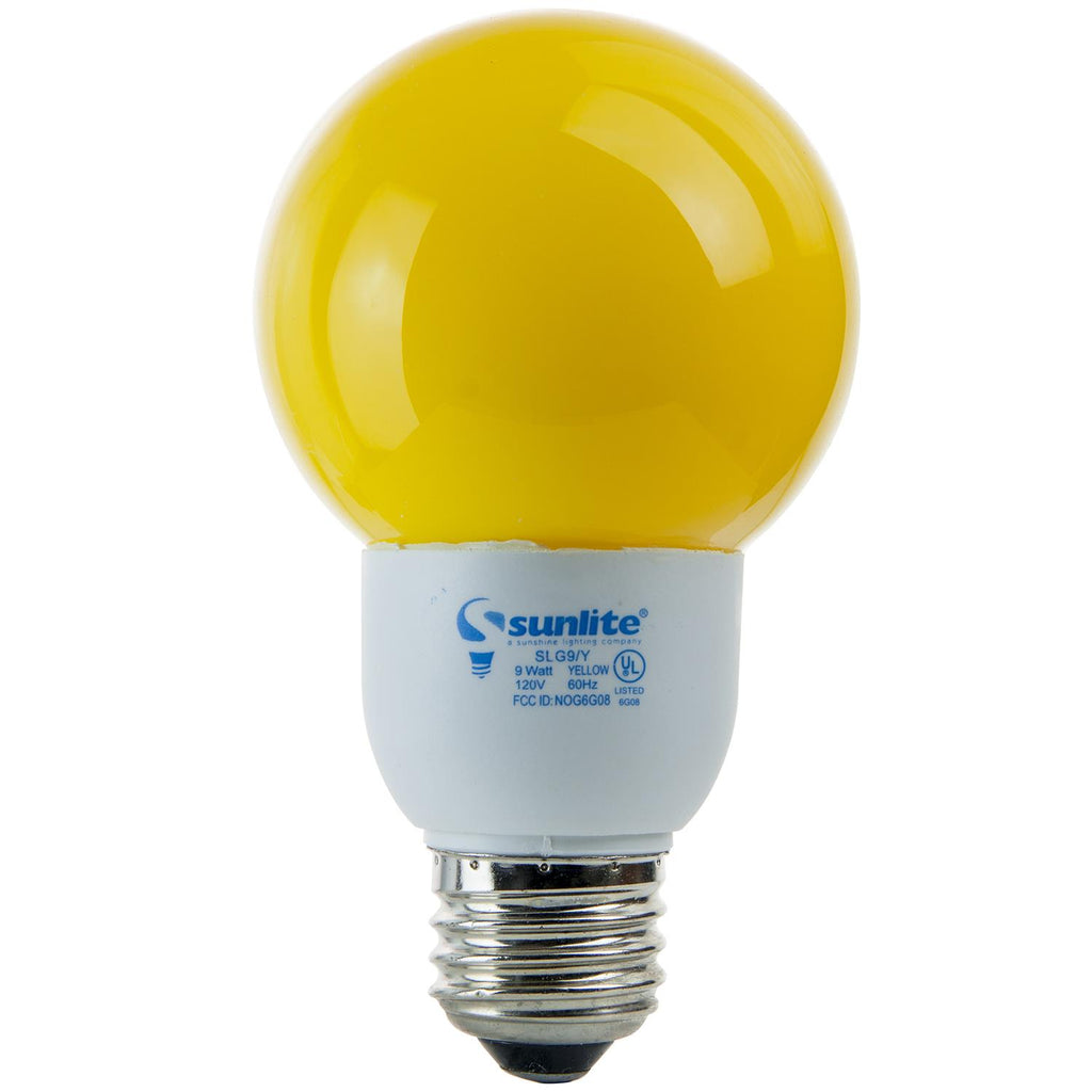 Compact Fluorescent - Colored Globe - 9 Watt -Yellow - Yellow
