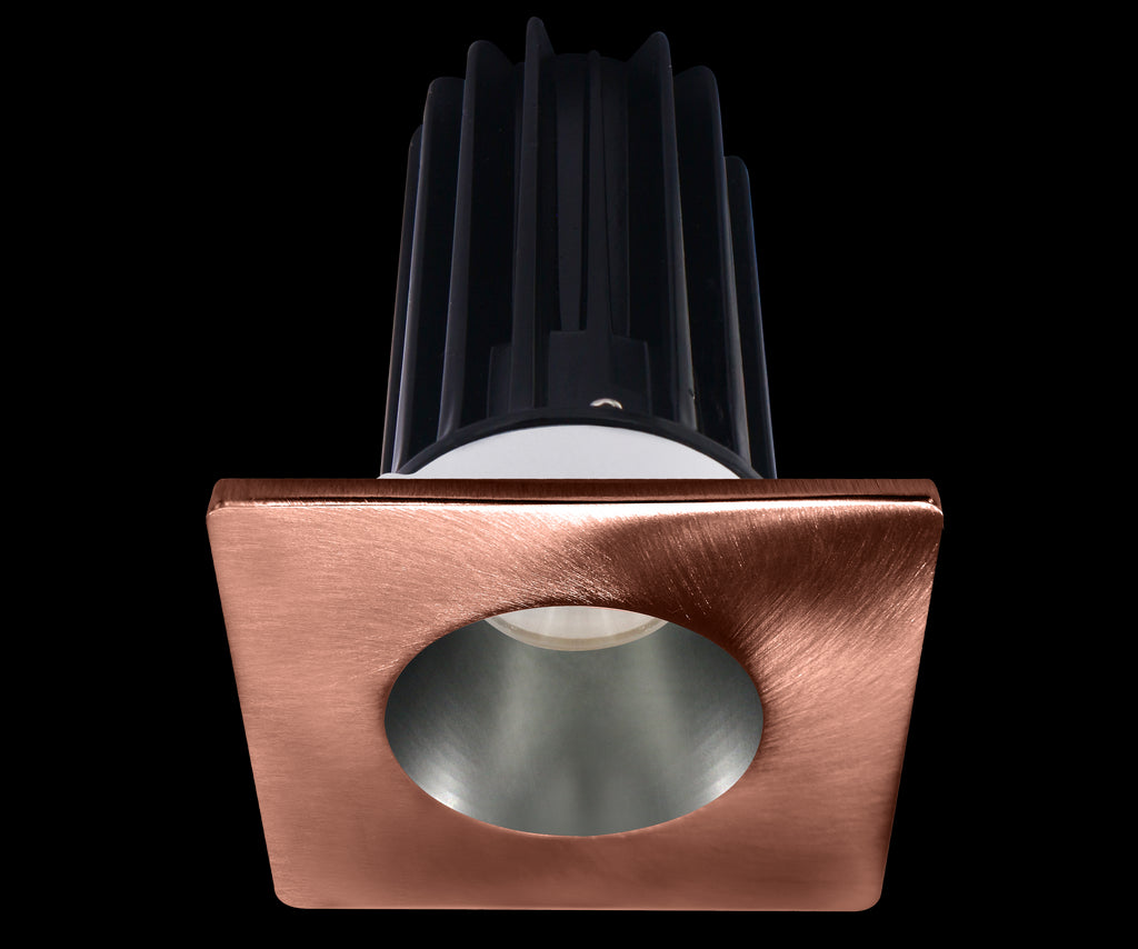 Lotus LED 2 Inch Square Recessed LED 15 Watt High Output Designer Series - 2700 Kelvin - Chrome Reflector - Trim Copper