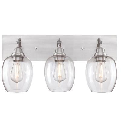 Westinghouse 6574200 Three Light Wall Fixture - Brushed Aluminum Finish - Clear Glass