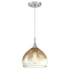 Westinghouse 6366900 One Light Pendant Brushed Nickel Finish - Amber and Clear Glass