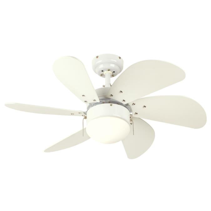 Westinghouse 7814565 30 Inch White Finish White Blades Includes Light Fixture with Opal Frosted Glass