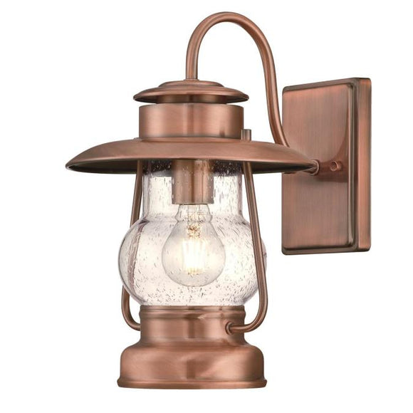 Westinghouse 6373100 One Light Wall Fixture Lantern - Washed Copper Finish - Clear Seeded Glass