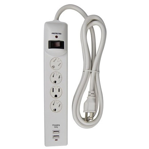 Morris Products 89020 4 Outlet Strip w/Two 2.1A USB