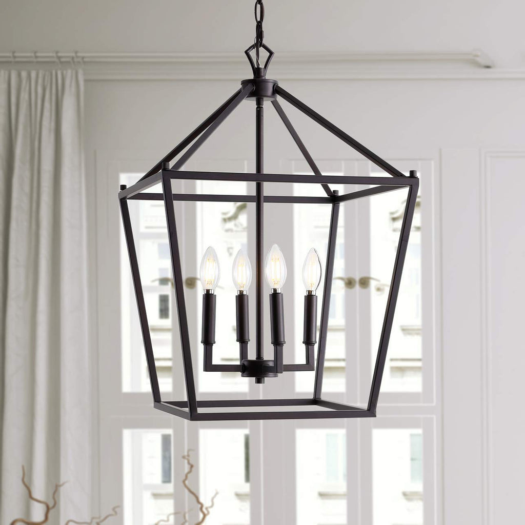 Jonathan JYL7437A - Pagoda 16" 4-Bulb Lantern Metal Pendant, Oil Rubbed Bronze